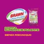 Brawn Multiuso Igienizzante, Detergono Tutte le Superfici e Rimuovono Germi e Batteri, Profumo Lemon con Tessuto BioDegradabile, Doppia Superficie Pulente Senza Risciacquo, Confezione da 40 panni