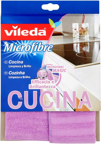 Vileda Panno Microfibra per Cucina con Speciali Bande Abrasive di Nylon, Disincrosta senza Graffiare - 1 Prodotto