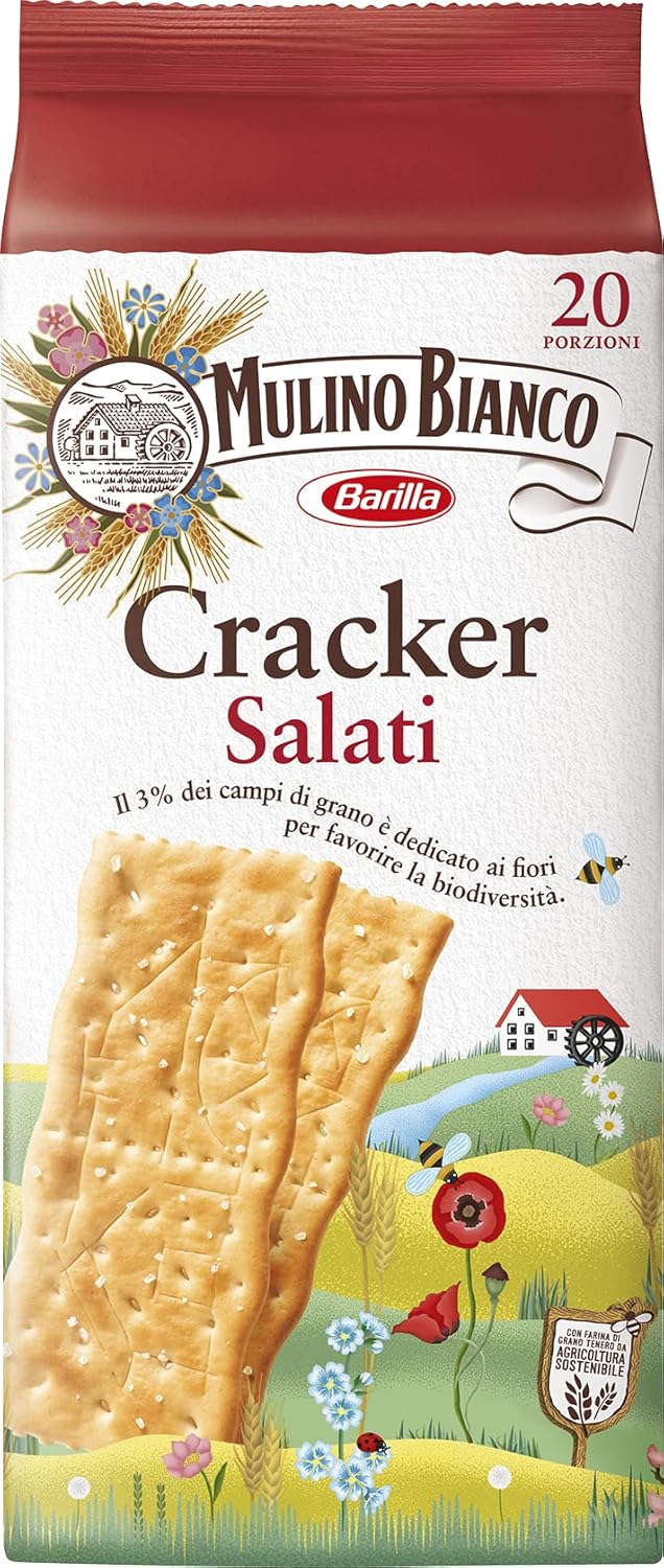 Mulino Bianco Cracker Salati con Lievitazione Naturale, Snack Salato per la Merenda, Senza Olio di Palma, 500 g