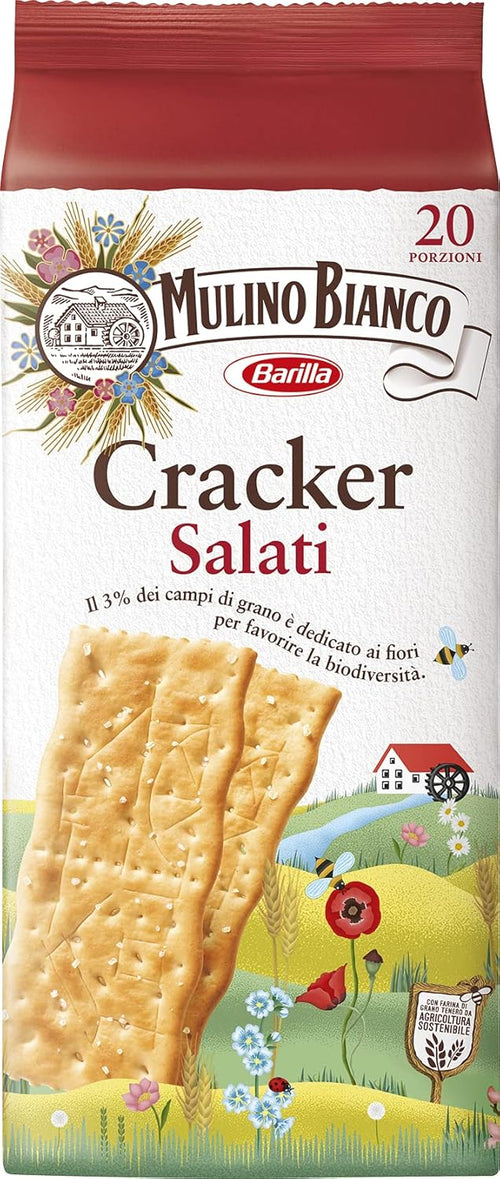 Mulino Bianco Cracker Salati con Lievitazione Naturale, Snack Salato per la Merenda, Senza Olio di Palma, 500 g