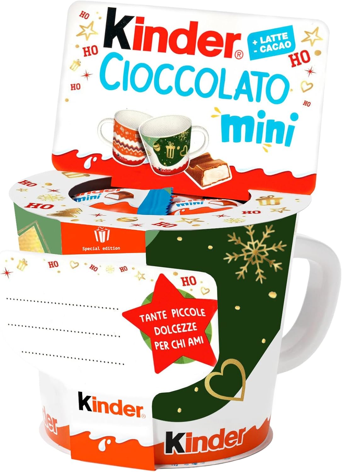 Kinder Tazza Natalizia Special Edition con Mini Kinder Cioccolato e Biglietto per Dedica 102g (2025)