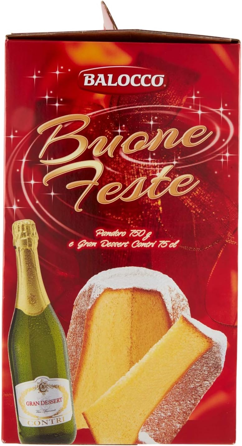 Balocco Buone Feste Pandoro 750g e Gran Dessert contri, 75cl