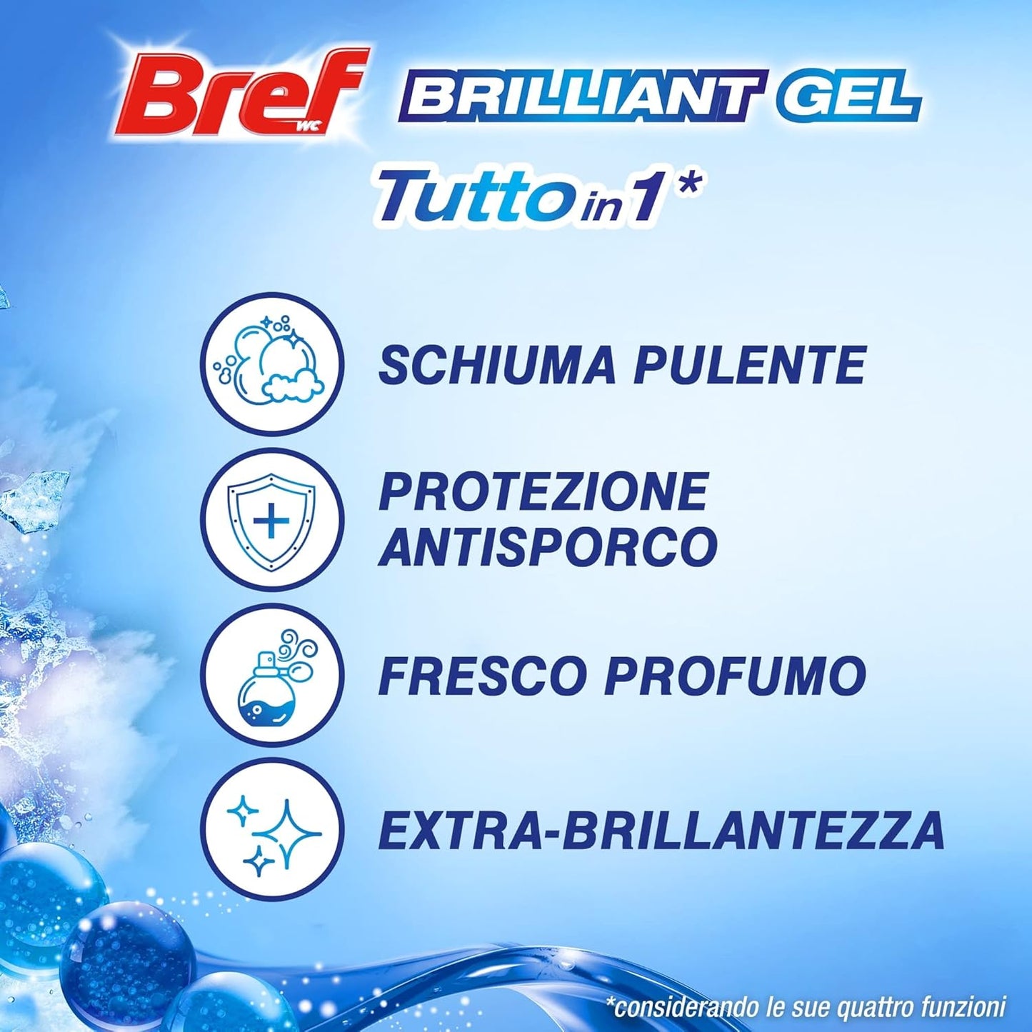 Bref WC Forza Artica, Nuovo Brilliant Gel, Detergente WC in gel, Pulizia e Freschezza per il tuo WC, Formato singolo