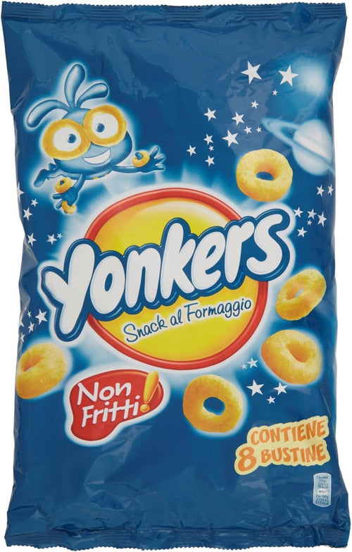 Yonkers, Snack al Formaggio, Irresistibili Anelli al Gusto Formaggio, non fritti, 120g (multipack da 8 bustine)