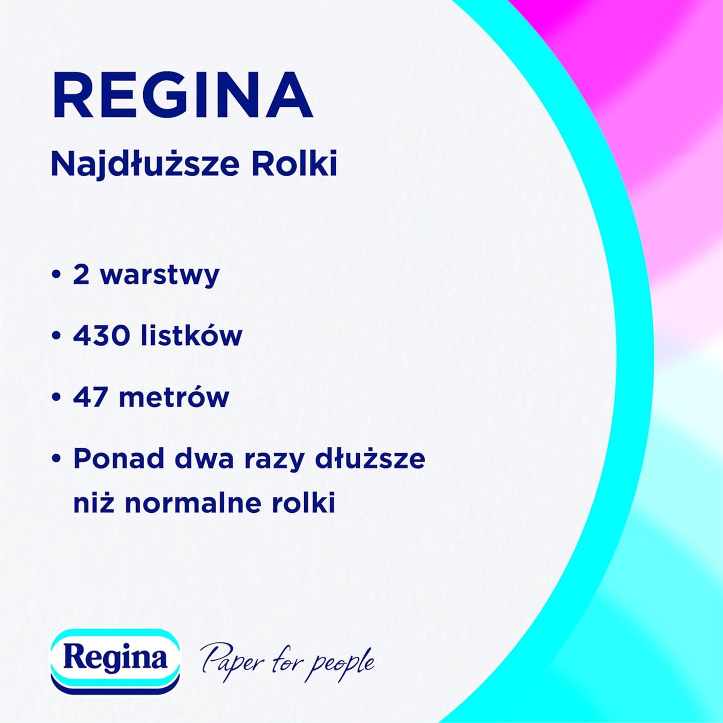 Regina Rotoli di carta igienica più lunghi, 24 rotoli da 430 fogli, più di due volte più lunghi dei rotoli normali, 2 strati, 47 metri, certificato FSC, cellulosa pura, certificato NIZP-PZH