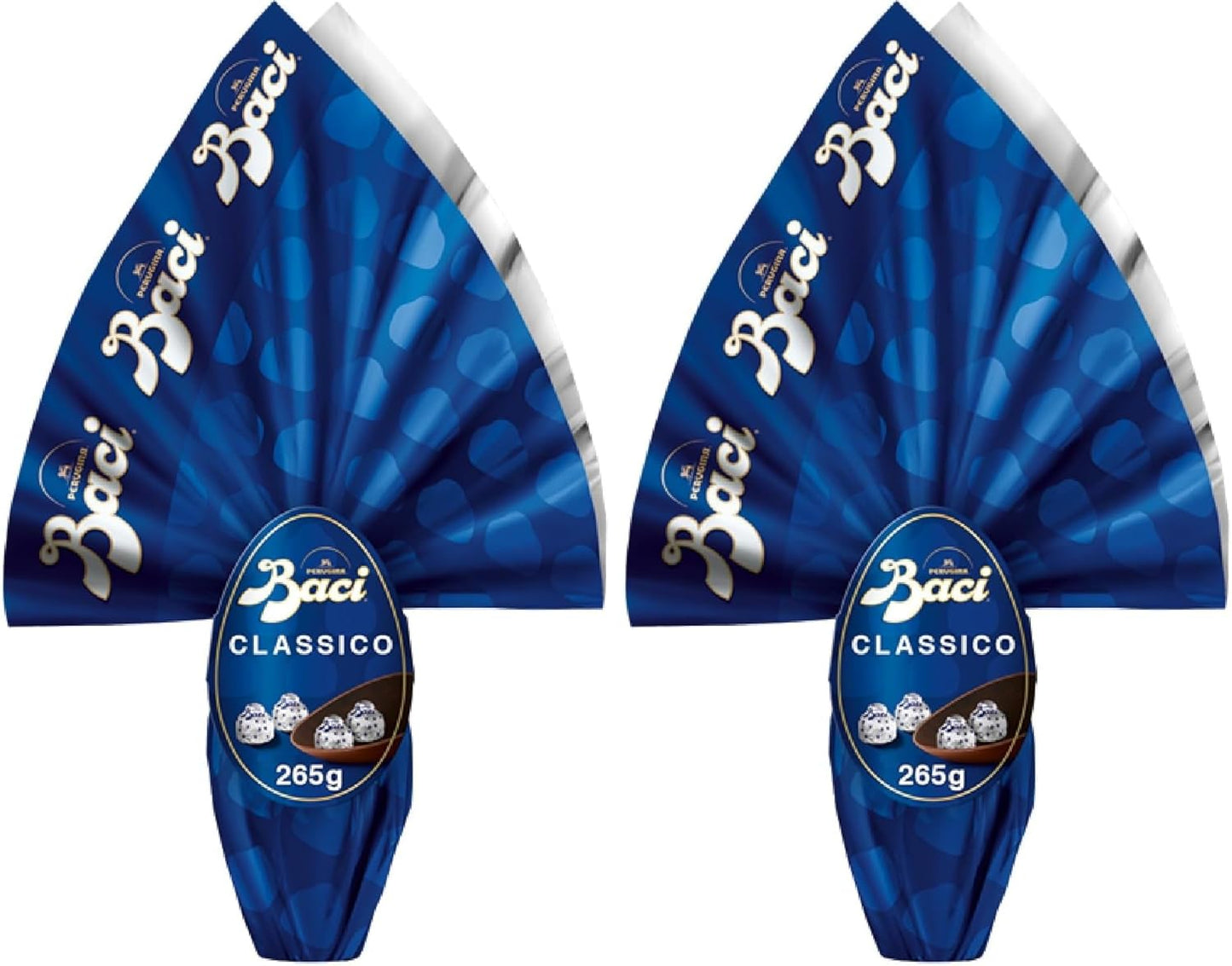 BACI PERUGINA Uovo di Pasqua 2025 Cioccolato Fondente Extra con Sorpresa e 4 Cioccolatini 265g (Confezione da 2)