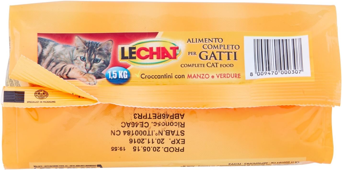 Monge Le Chat Alimento Completo per Gatti, Manzo e Vedure, 1.5kg