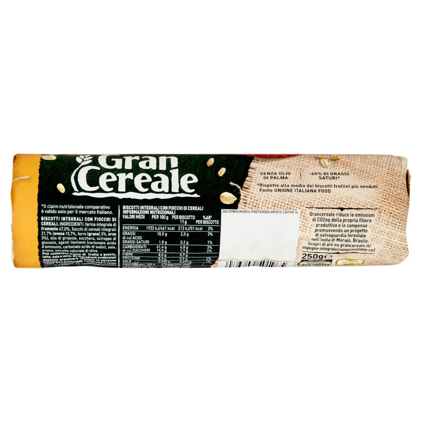 Gran Cereale Biscotti Gran Cereale Classico, Ricchi di Fibra e Fosforo - 250 gr (Confezione da 2)