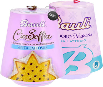 Bauli Mix Pandoro di Verona Classico e Ciocosoffice con Gocce Cioccolato Senza Lattosio Lactose Free (2023) 700g