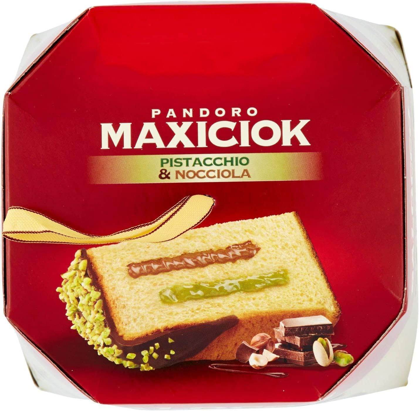 3X Pandoro MaxiCiok con Granella di Pistacchio, Nocciole e Cioccolato a Latte 800 g con Portachiavi RASPADA [3 Pezzi]