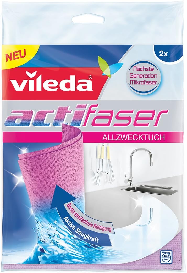 Vileda Actifibre Panni in Microfibra - 2 Pezzi