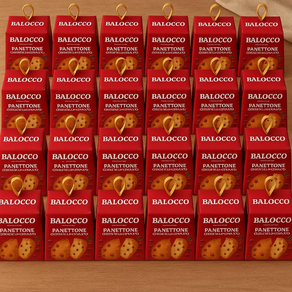 Mini Panettone Gr90 Con Gocce Di Cioccolato Soffice E Profumato – Confezione Da 9, 18 O 32 Pezzi – Dolce Tradizionale Natalizio Italiano (Confezione da 32 Pezzi)