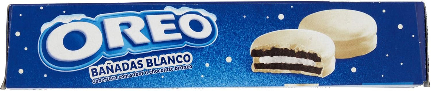 Oreo Banadas - Biscotti al cacao magro ripieni di crema alla vaniglia ricoperti di cioccolato bianco 246g