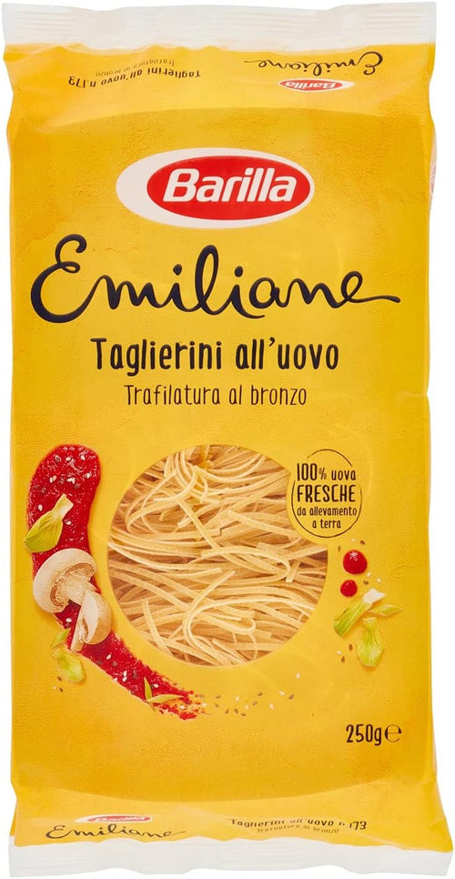 Barilla Le Emiliane Taglierini all'Uovo con Uova Fresche, Pasta dalla Sfoglia Porosa e Delicata, 250g