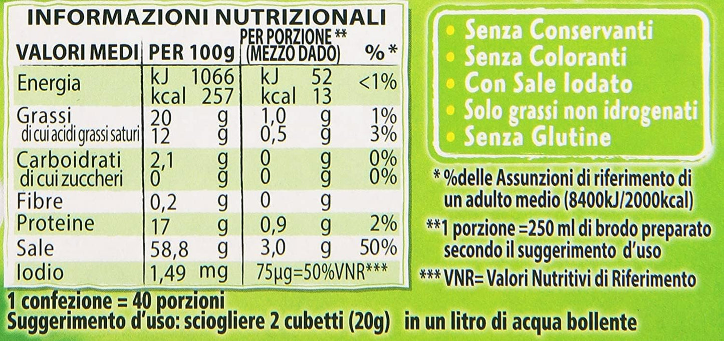 STAR Il Mio Dado Classico, Ricco di Sapore, Verdure e Olio Extravergine d'Oliva, 20 Dadi, 200gr, senza conservanti, senza lattosio e senza glutine. Ottimo insaporitore per ogni ricetta.