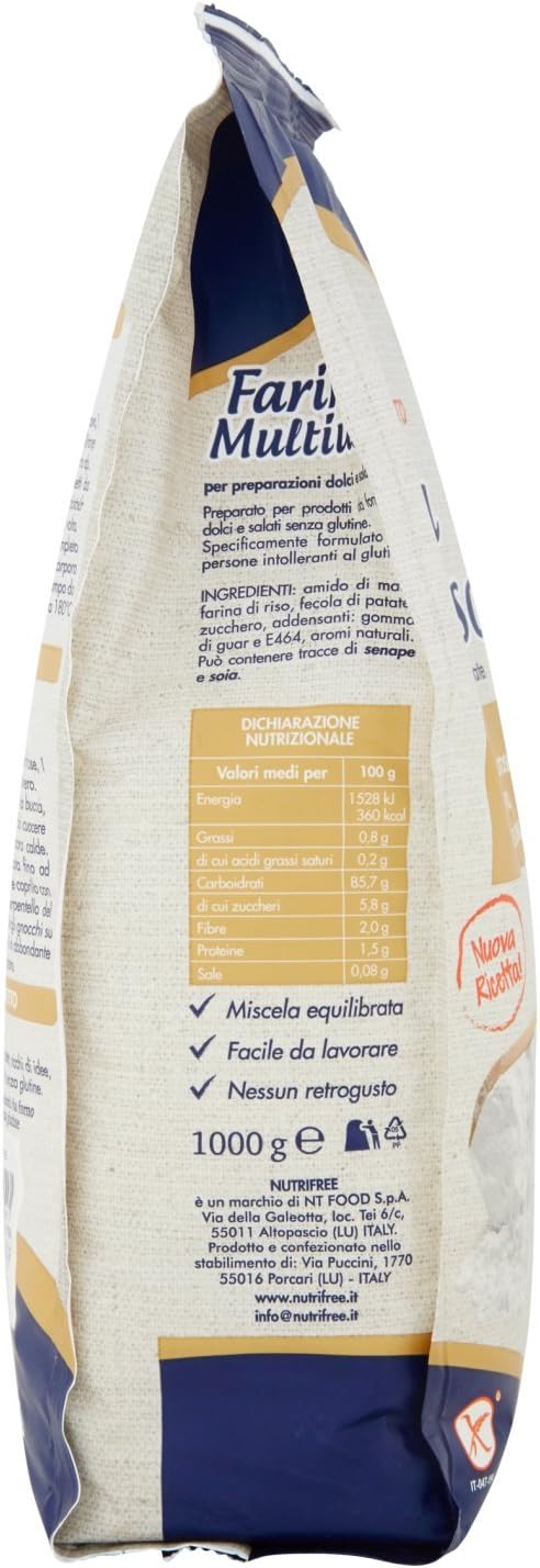 Nutri Free Farina Multiuso a Crudo- 3 Confezioni da 1000 g, Senza glutine, gusto originale
