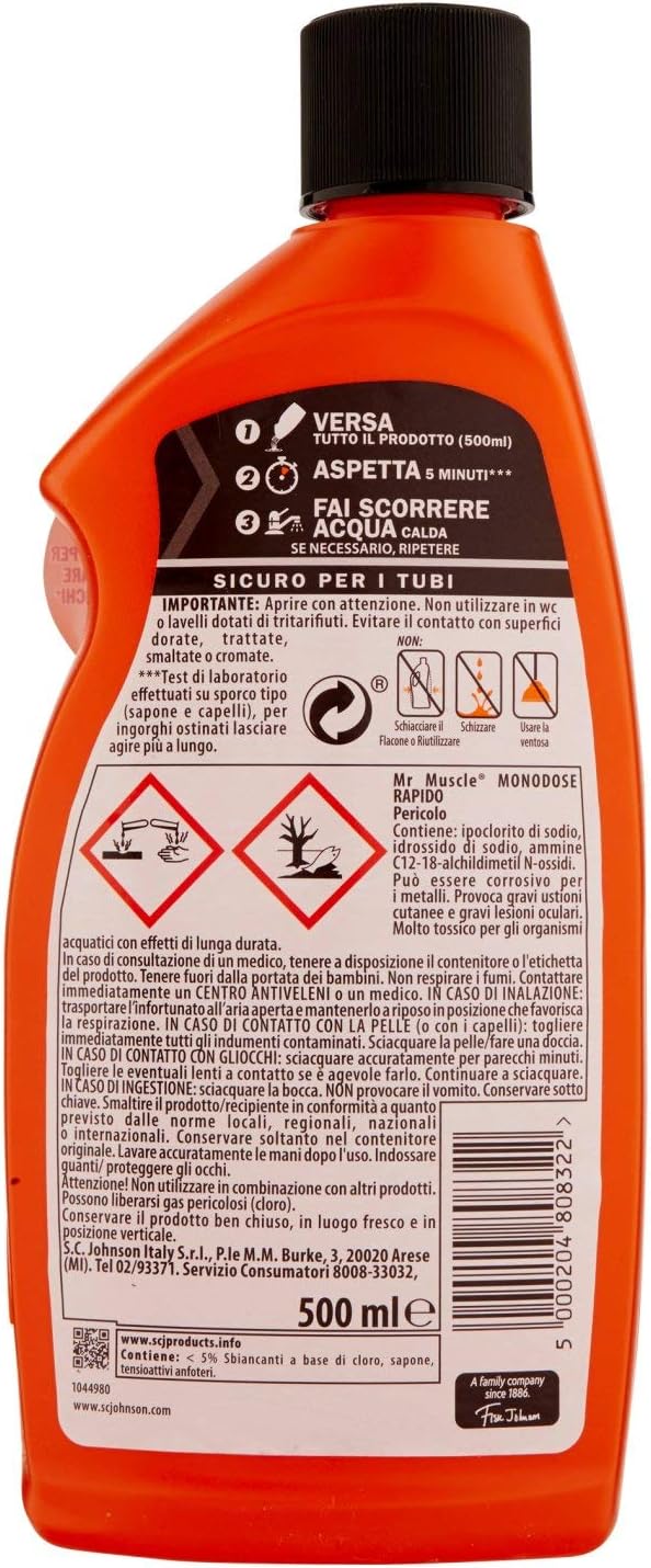 Mister Muscle Disgorgante Gel per Tubi e Scarichi - 500 ml, 1