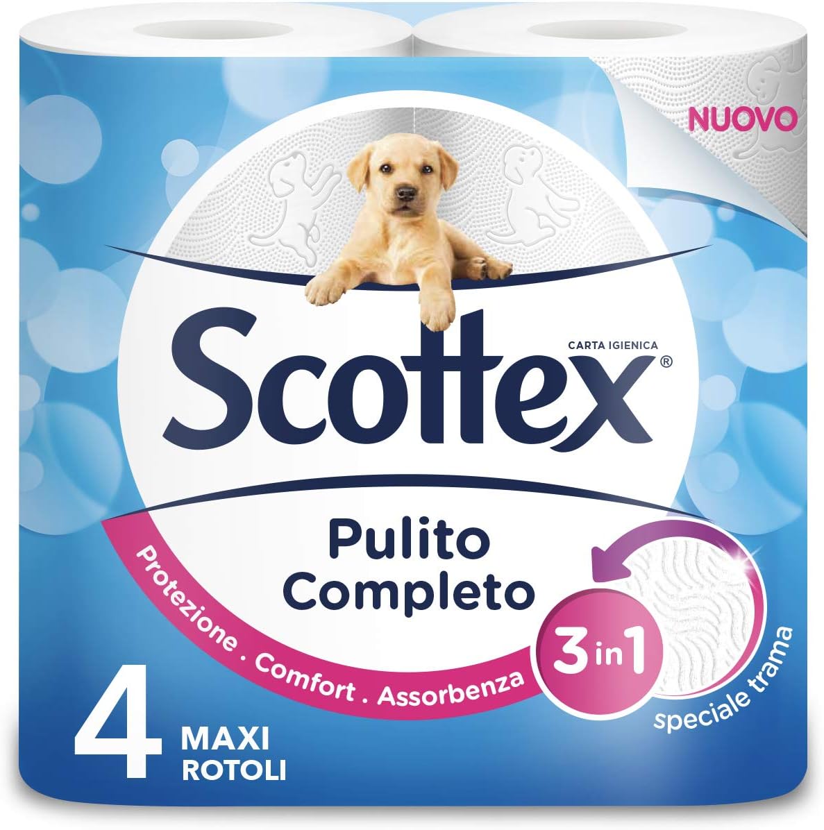 Scottex Pulito Completo Carta Igienica, Confezione da 4 Rotoli Maxi