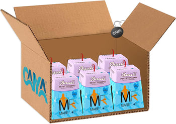 Mini Panettone Mare Fuori con Gocce di Cioccolato Panettoncino Soffice con Sorpresa, Confezione per Bauli 90g [RASPADA® BOX da 6 Pandorini]