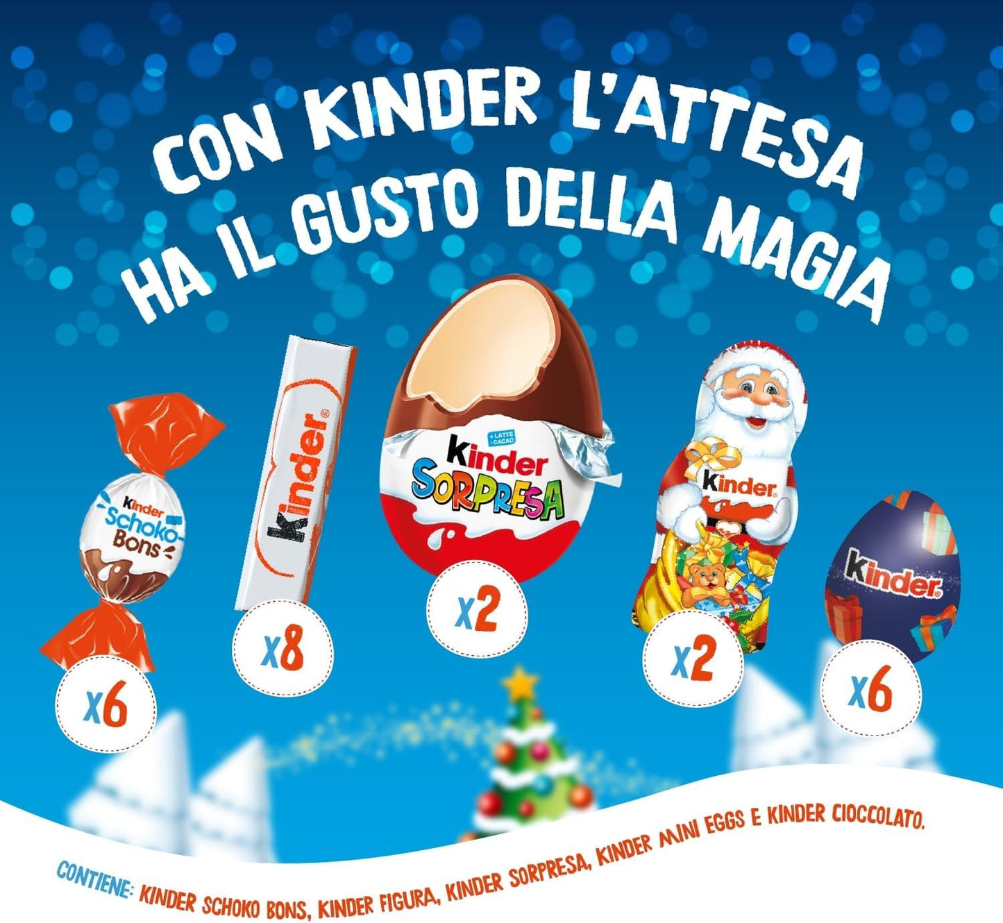 Kinder Dolce Casa - Calendario Avvento 2024, 24 Cioccolatini e Snack Assortiti Kinder, con Speciale Videomessaggio da Babbo Natale, Idea Regalo, Confezione da 234 gr
