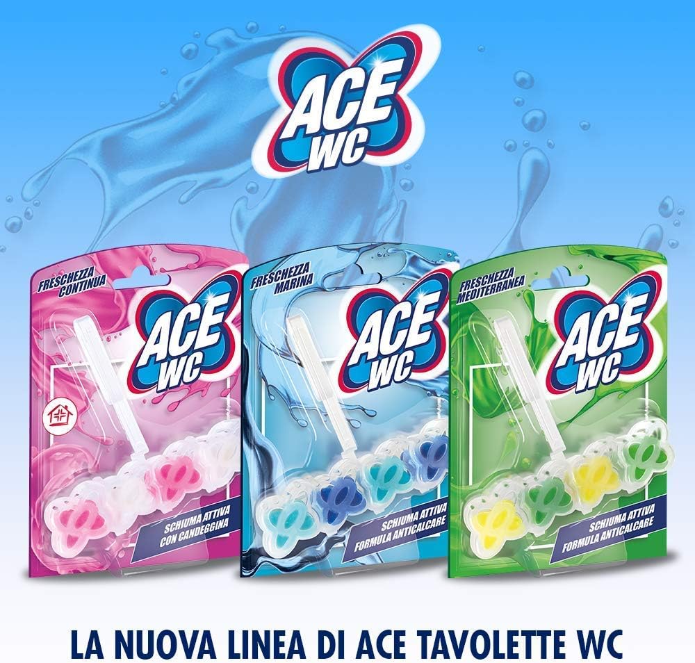 ACE WC Freschezza Continua - Schiuma Attiva con Candeggina, 1 pezzo