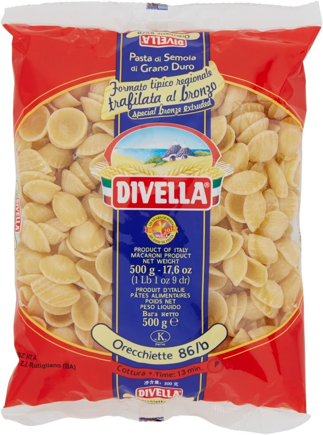 DIVELLA PASTA DI SEMOLA DI GRANO DURO ORECCHIETTE BARESI 86B GR 500 X 24