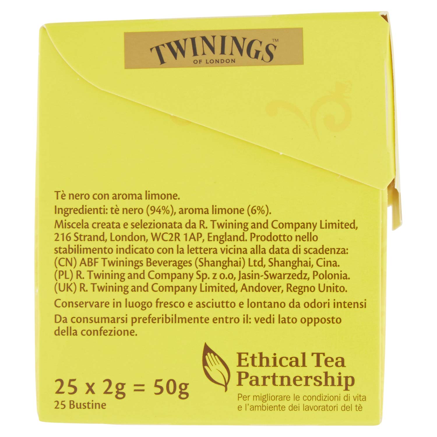 Twinings Lemon Tè Nero con Aroma Limone, 50g