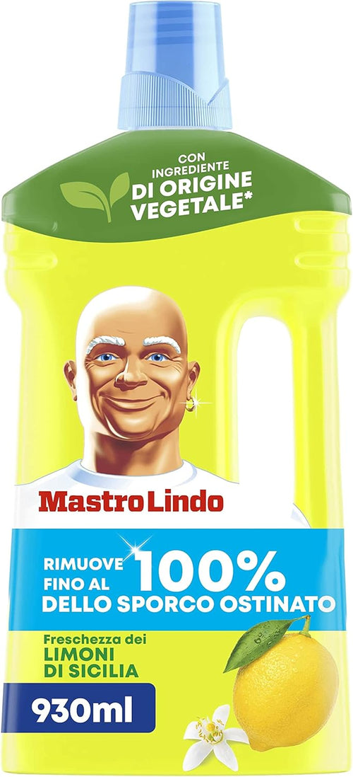 Mastro Lindo Detersivo Pavimenti, Liquido Multiuso, 1 Confezione (930ml), Fragranza Limoni di Sicilia, Freschezza e Brillantezza, Ingredienti di Origine Vegetale