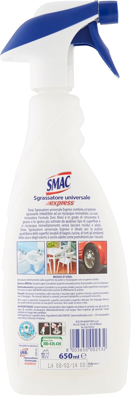 Smac - Sgrassatore Universale, Formula Zero Aloni - 4 pezzi da 650 ml [2600 ml]