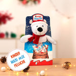 Kinder Mix Peluche - 11 Snack Dolci al Cioccolato Assortiti, Box Speciale con Orso Peluche Natalizio, Idea Regalo, Confezione da 133 gr