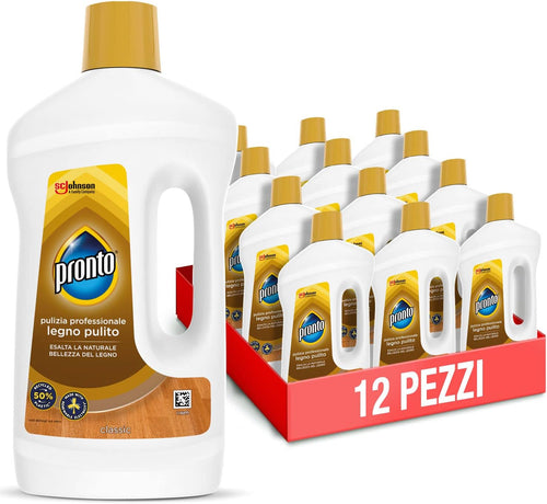 Pronto Legno Pulito - Detergente Pavimenti Parquet, Formato Scorta da 12 Pezzi da 750 ml