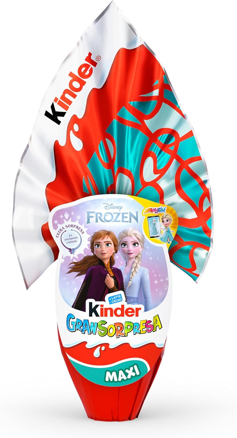 Kinder GranSorpresa Maxi Disney Frozen, Uovo di Pasqua Kinder 2026 di Finissimo Cioccolato al Latte con Sorpresa Disney Frozen, 220 g