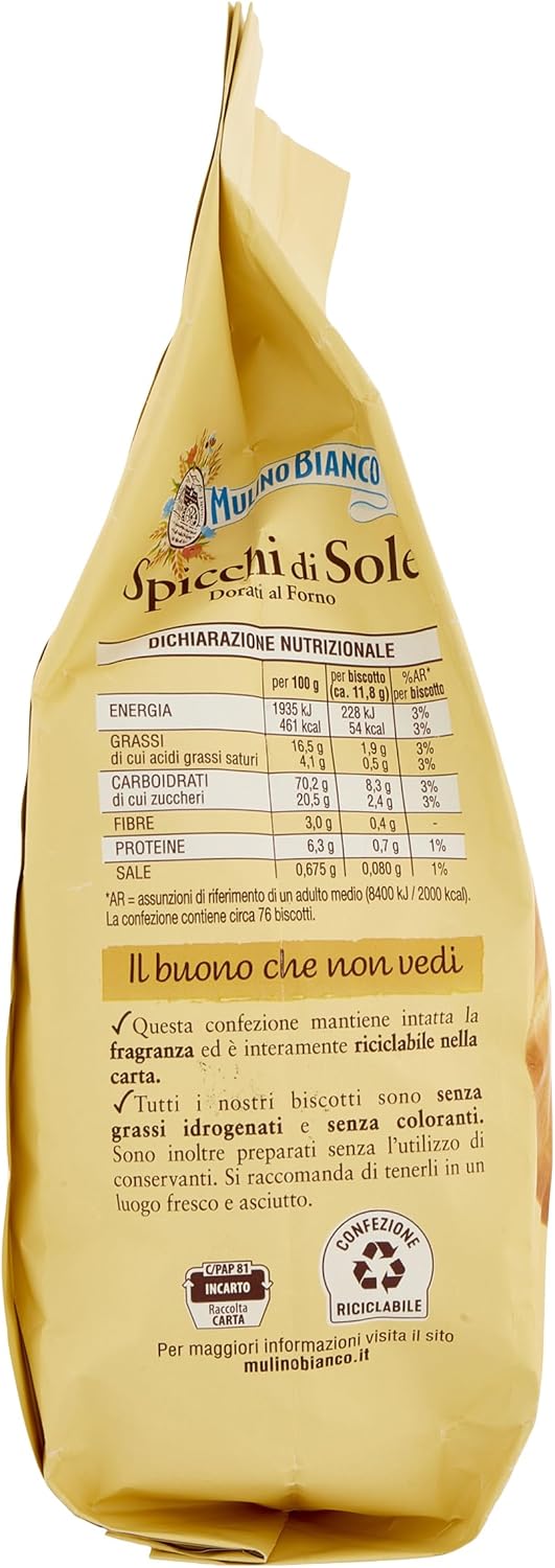 Mulino Bianco Biscotti Frollini Spicchi di Sole, Colazione Ricca di Gusto - 900 g