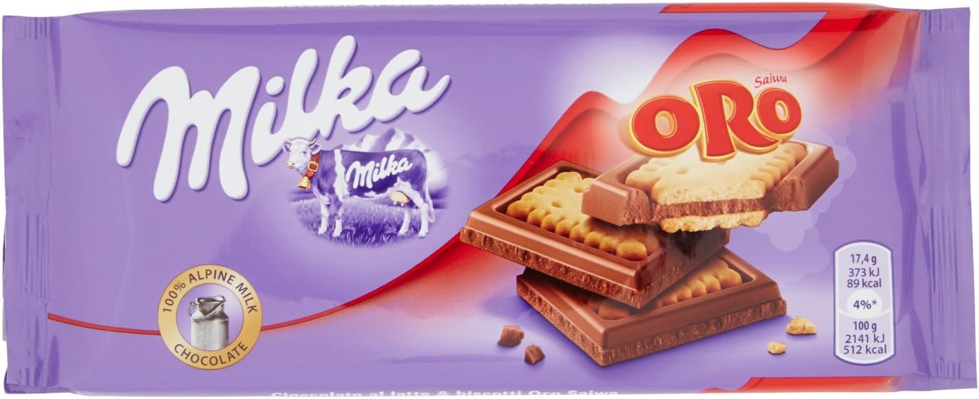 Milka Cioccolato al Latte Sandwich Biscotto Oro - 18 pezzi x 87 g