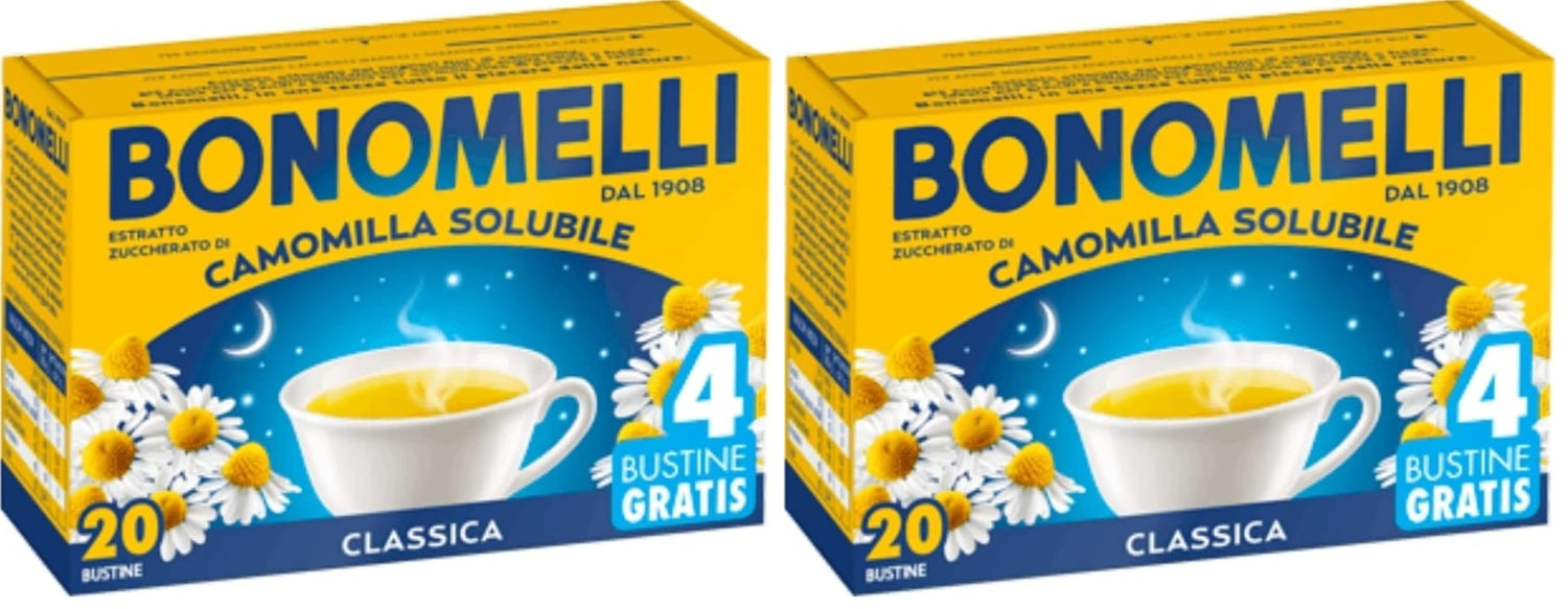 Bonomelli Camomilla Solubile Classica 20 bustine, Concentrato Estratto da Fiori Selezionati, Dona Momenti di Calma e Relax (Confezione da 2)