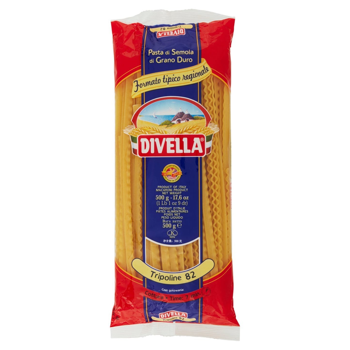 Divella - Tripoline 82, Pasta di Semola di Grano Duro, 500 g - [confezione da 12]