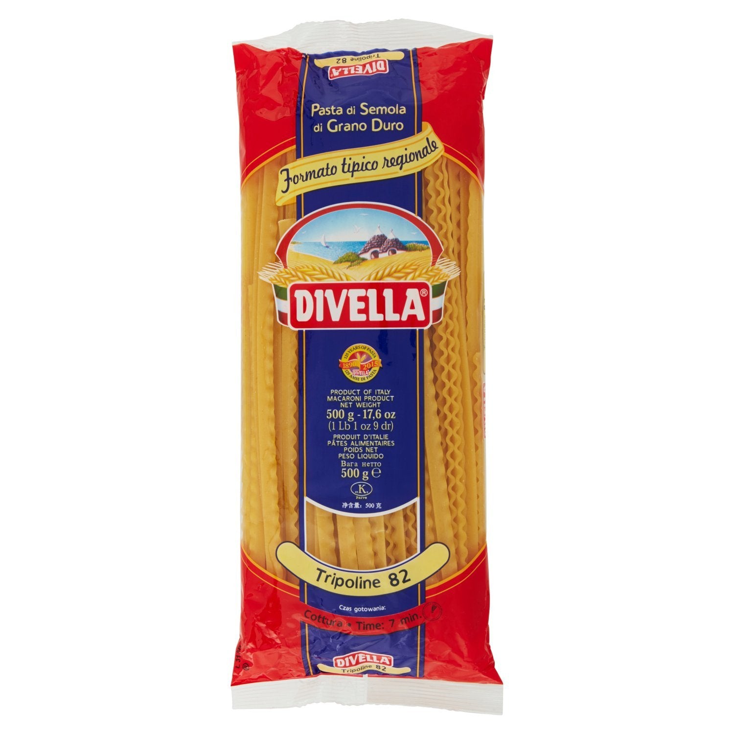Divella - Tripoline 82, Pasta di Semola di Grano Duro, 500 g - [confezione da 12]