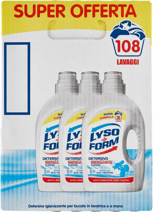 Lysoform Detresivo Igienizzante Classico 108 Lavaggi, 3 x 1.62L