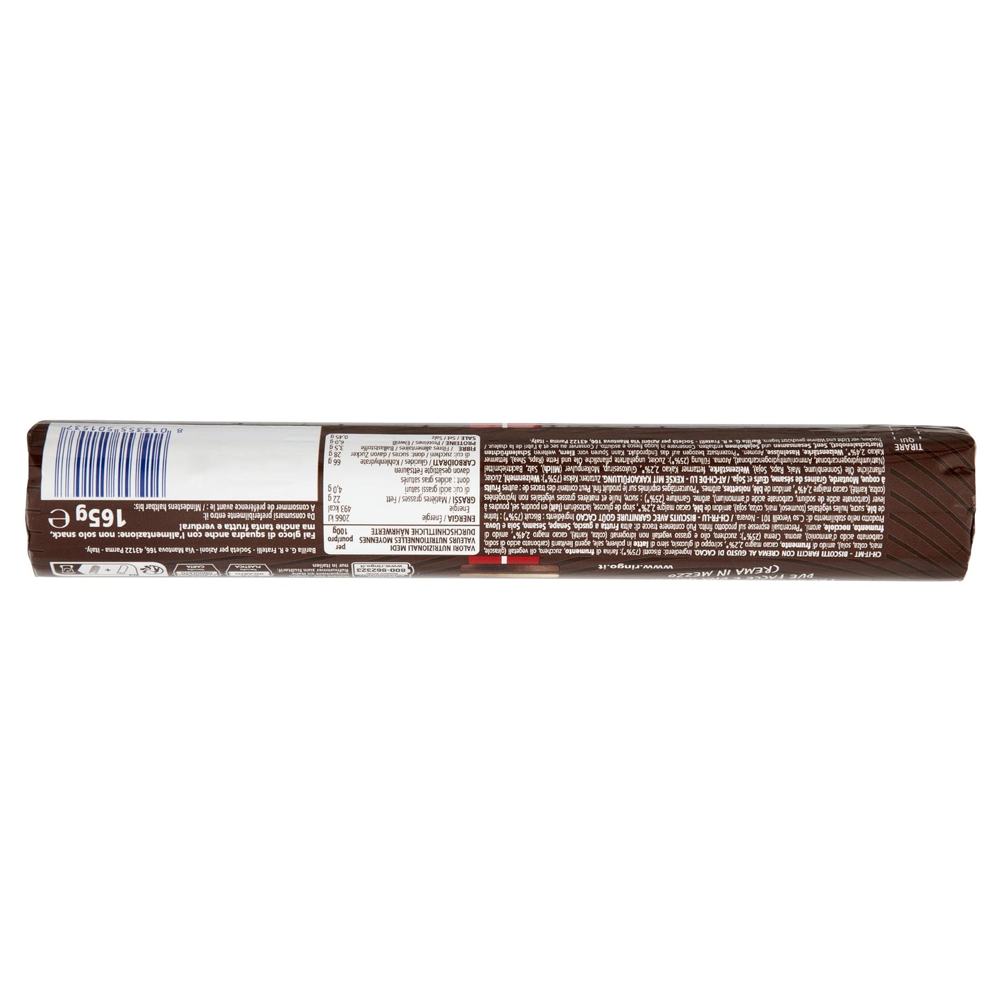 Pavesi Snack Ringo Cacao, Biscotti Farciti con Crema al Gusto Cioccolato, Snack per Merenda o Pausa Studio, Formato Tubo 165 g (Confezione da 4)