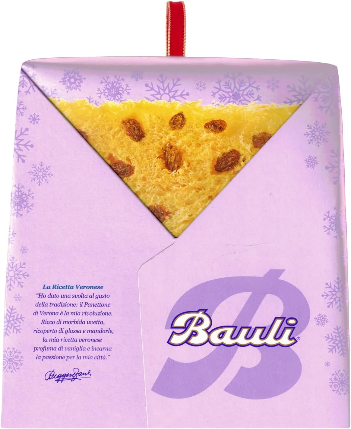 2X Bauli Panettone di Verona con Uvetta e Glassa con Mandorle, Senza Canditi 1kg (2023) [2 Panettoni]