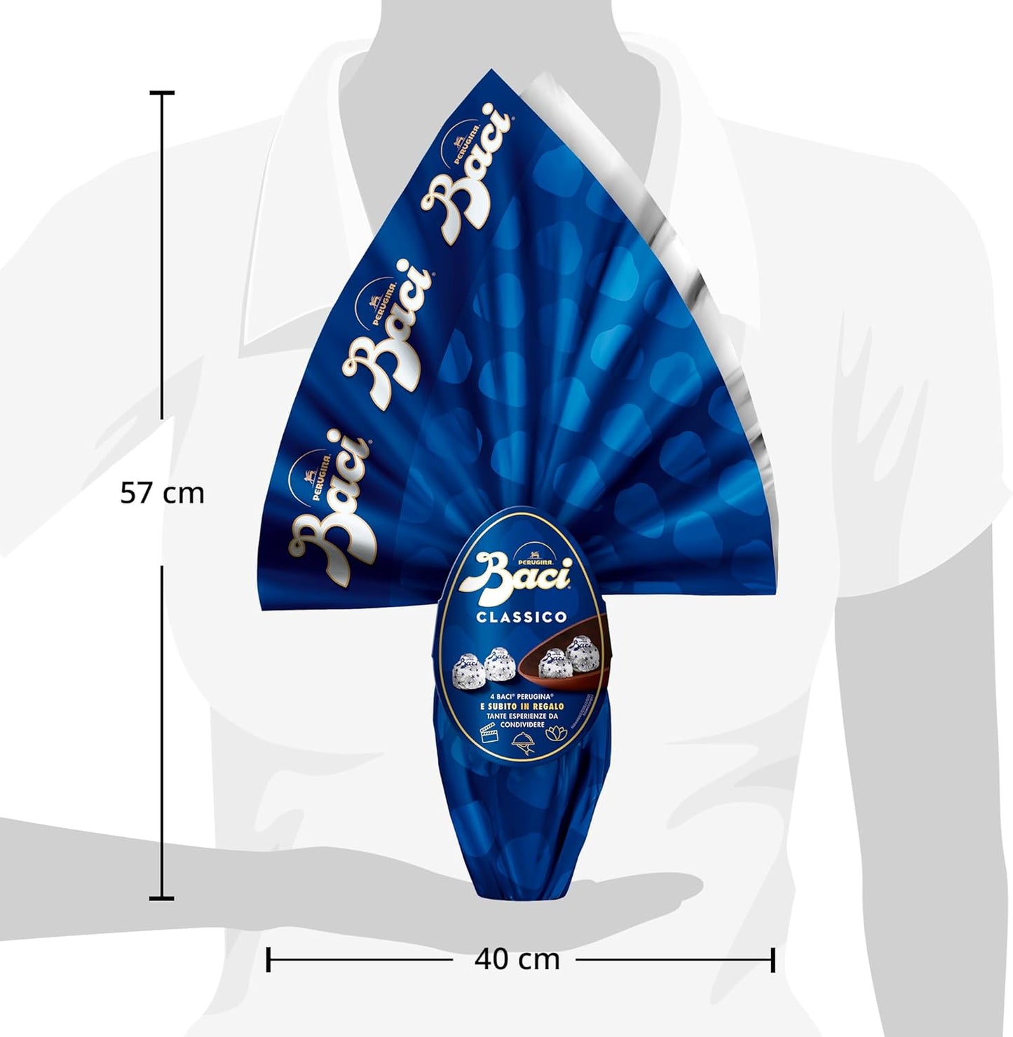 BACI PERUGINA Uovo di Pasqua 2025 Cioccolato Fondente Extra con Sorpresa e 4 Cioccolatini 265g (Confezione da 2)
