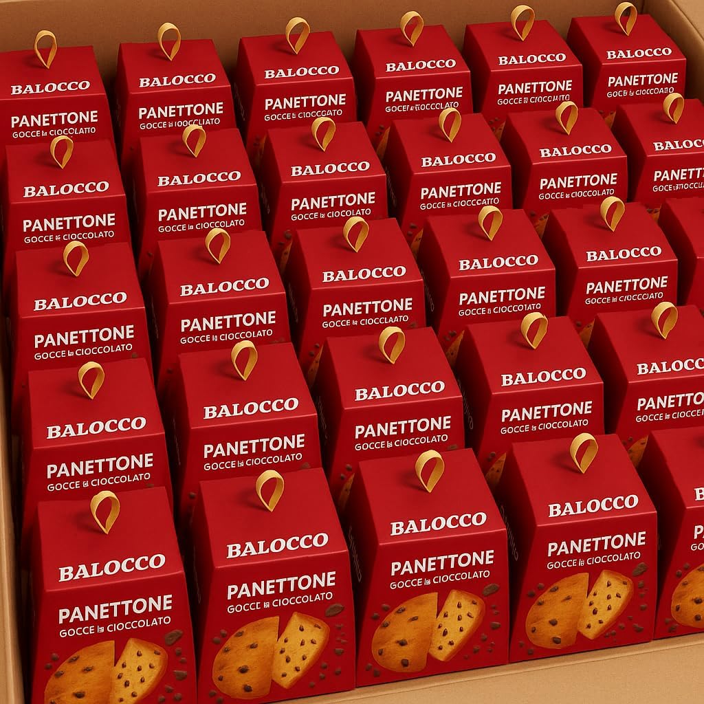 Mini Panettone Gr90 Con Gocce Di Cioccolato Soffice E Profumato – Confezione Da 9, 18 O 32 Pezzi – Dolce Tradizionale Natalizio Italiano (Confezione da 32 Pezzi)