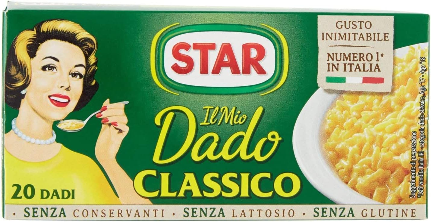 STAR Il Mio Dado Classico, Ricco di Sapore, Verdure e Olio Extravergine d'Oliva, 20 Dadi, 200gr, senza conservanti, senza lattosio e senza glutine. Ottimo insaporitore per ogni ricetta.