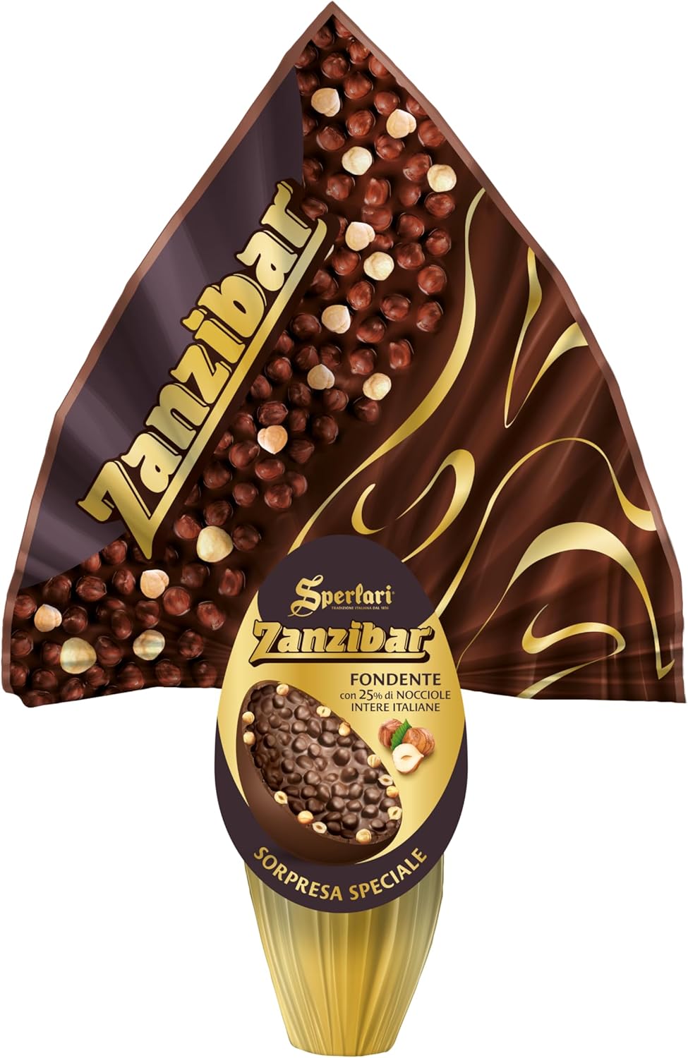 Sperlari - Uovo Cioccolato Fondente e Nocciole Intere Italiane - 350 gr