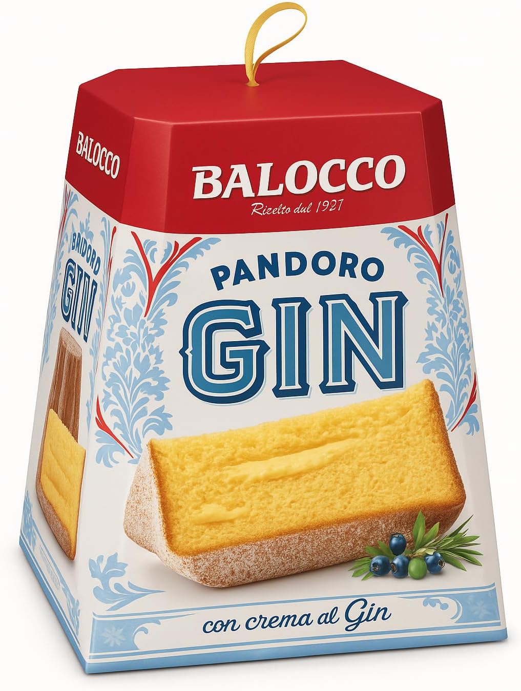 Pandoro 800g con Crema al Gin, Dolce Soffice e Profumato, Lievitato Naturalmente, Dessert Natalizio Elegante e Originale, Idea Regalo Perfetta per le Feste e Occasioni Speciali
