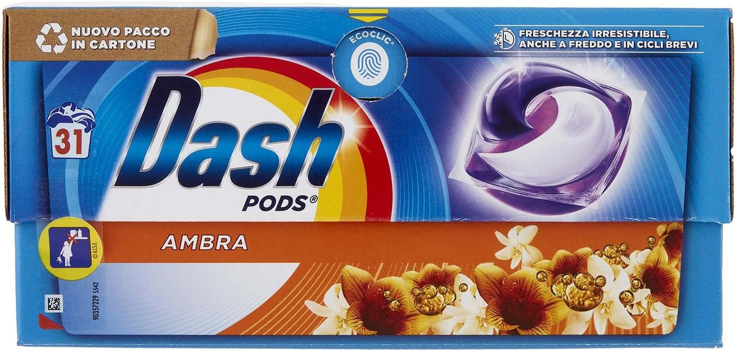 Dash Detersivo Lavatrice Pods Ambra 31 Lavaggi, 31pz