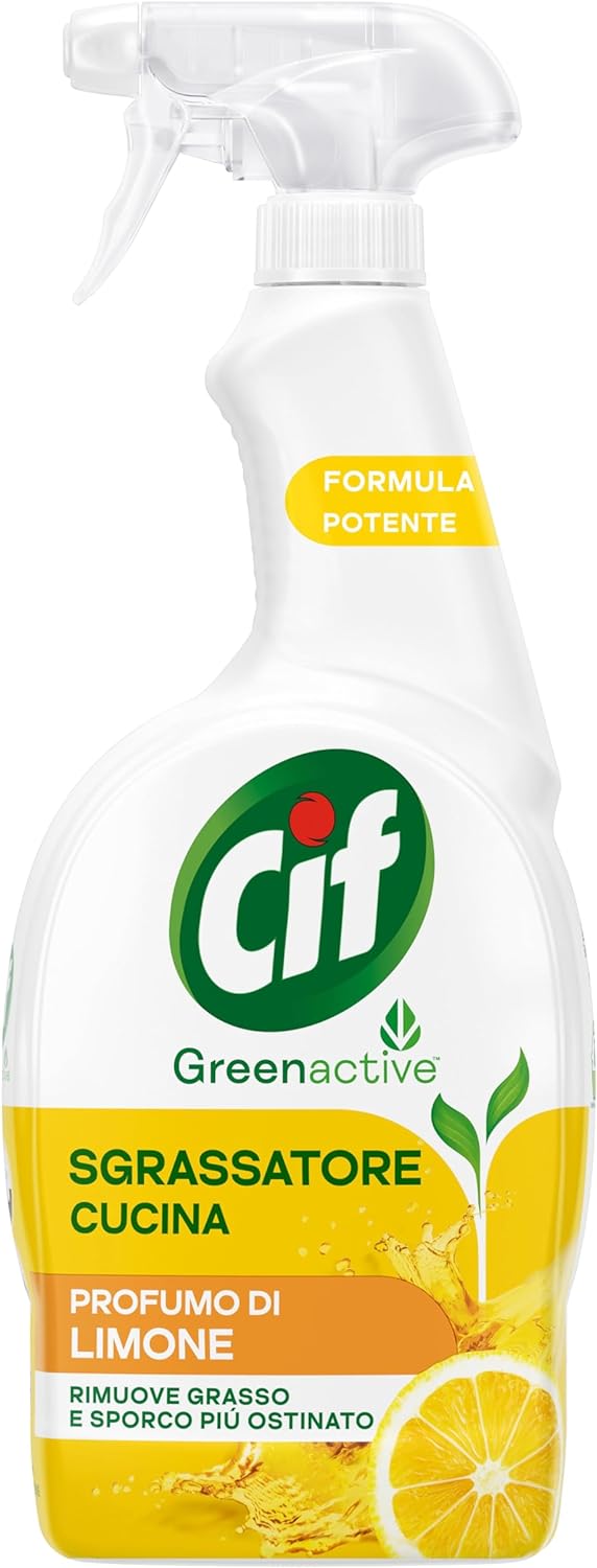 Cif Sgrassatore Cucina, Sgrassatore Universale con Olio Essenziale di Limone, 650 ml, per Piani a Induzione, Fornelli e Piastrelle della tua Cucina, 100% Agenti Pulenti di Origine Naturale