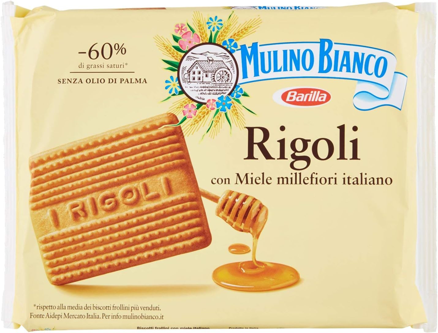 Mulino Bianco - Biscotti Frollini, con Miele Italiano - 5 pezzi da 800 g [4 kg]