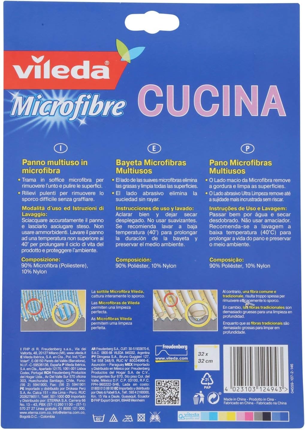 Vileda Panno Microfibra per Cucina con Speciali Bande Abrasive di Nylon, Disincrosta senza Graffiare - 1 Prodotto