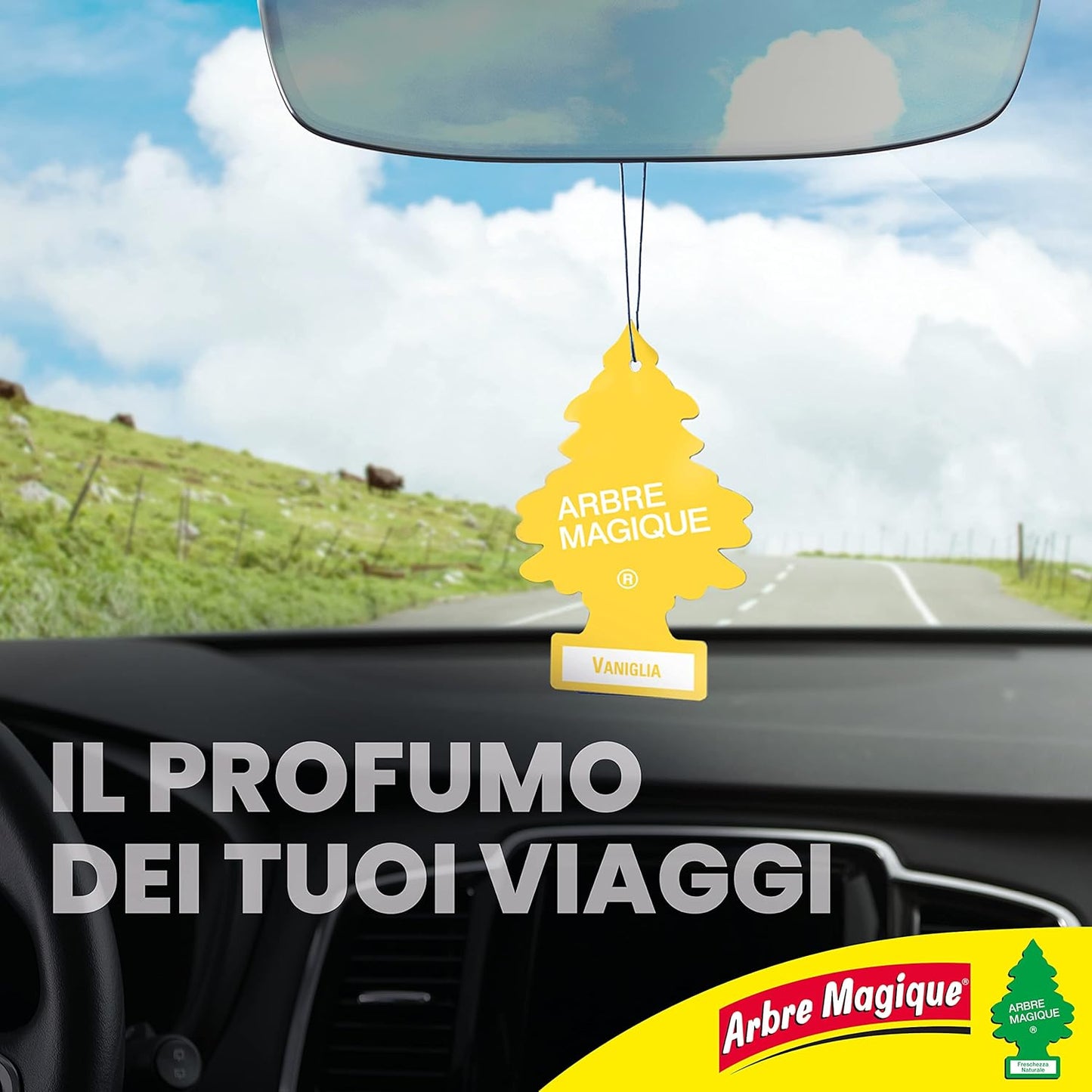 Arbre Magique, Profumatore Auto, Fragranza Vaniglia, Profumazione Dolce e Tropicale, Durata fino a 7 Settimane, Made in Italy